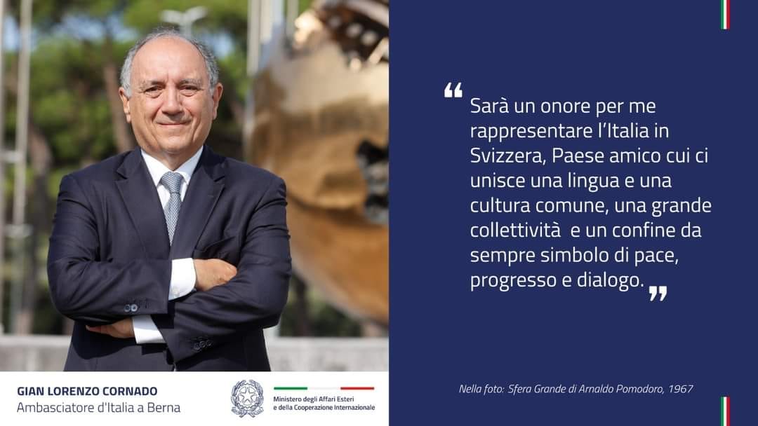 La Camera di Commercio Italiana per la Svizzera si congratula con il nuovo Ambasciatore italiano in Svizzera e in Lichtenstein Gian Lorenzo Cornado
